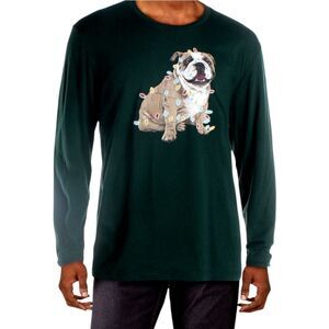 Club Room Long Sleeve Pine Holiday Bulldog Theme Size Large